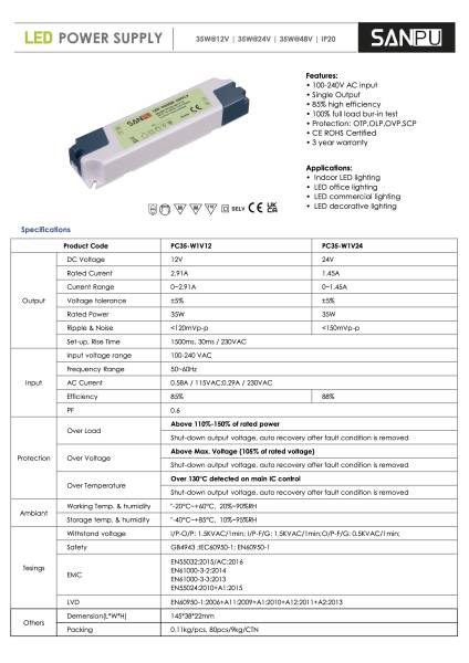 Led Treiber 24 V 35Watt,SanPu,IP20,2733
